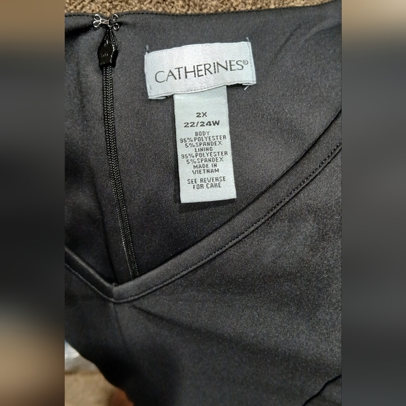 Fit Flare Black Plus Sz 2X Dress Smooth Luxe Church Wedding LBD 22/24W Classic - Picture 7 of 10